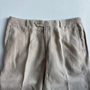 Paul Fredrick Beige Linen Blend Dress Pants